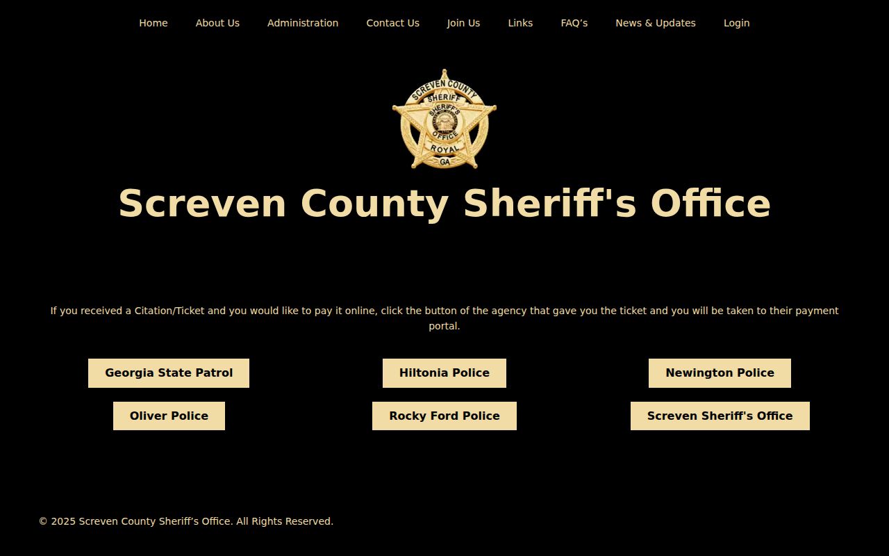 Screven County citation payment routes by issuing agency