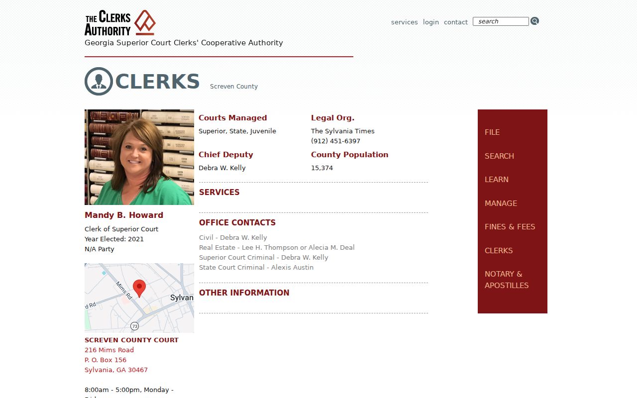 Screven County outstanding warrant Superior State Juvenile clerk listing