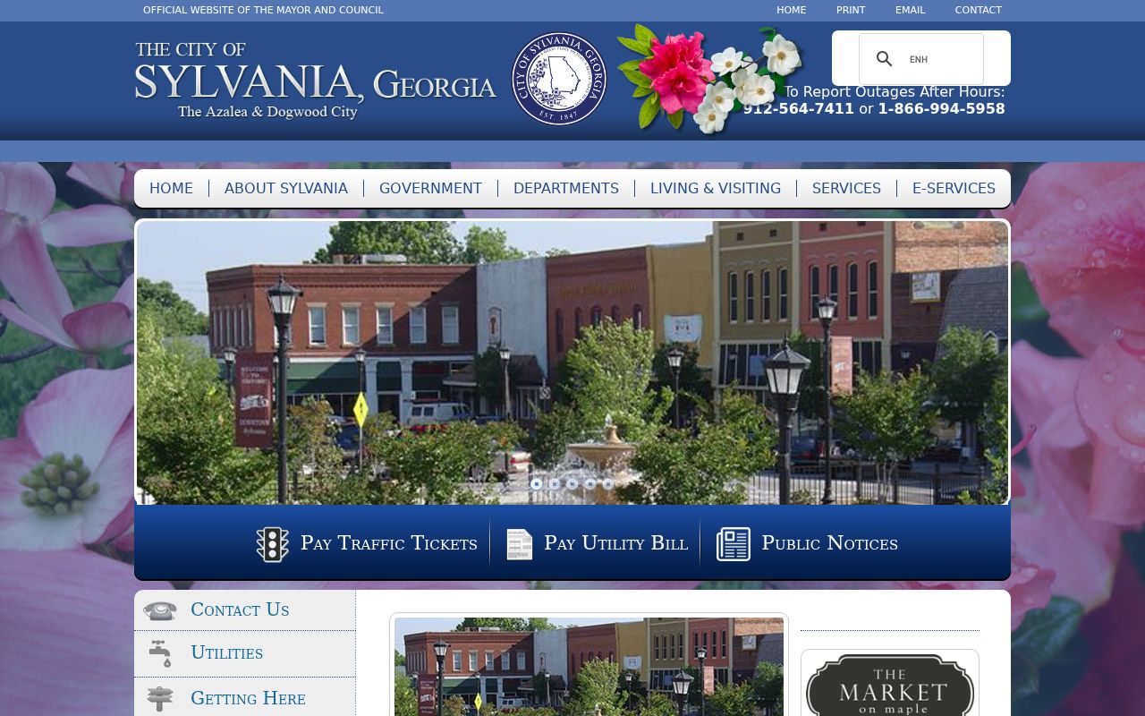 Sylvania city government gateway for Screven County municipal court routing