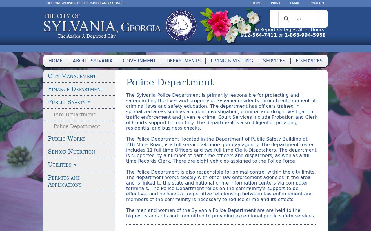 Sylvania full-service police information for municipal warrant routing