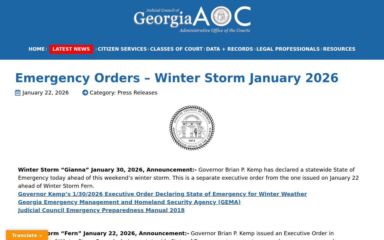 Screven County warrant courthouse closure notice